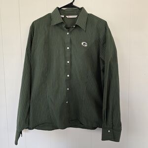 Cutter & Buck Green Striped Women's Button Down Shirt